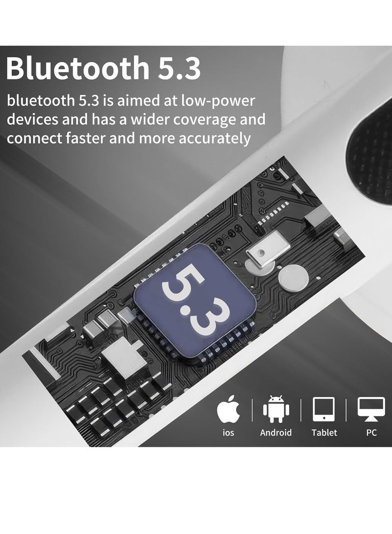 Bluetooth 5.3 Noise Cancelling Headphones, Long Standby, USB-C Charging, Deep Bass, HiFi Stereo, for Sports/Work/Leisure, White - Image 5