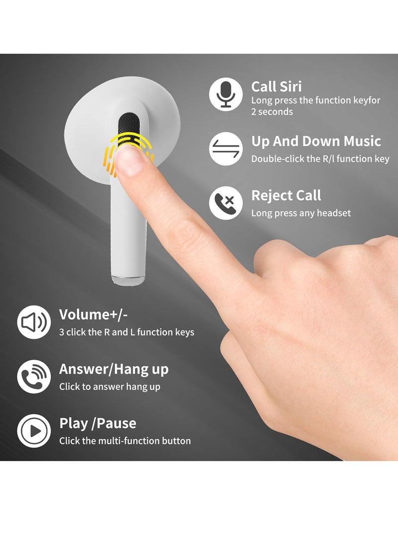 Bluetooth 5.3 Noise Cancelling Headphones, Long Standby, USB-C Charging, Deep Bass, HiFi Stereo, for Sports/Work/Leisure, White - Image 4