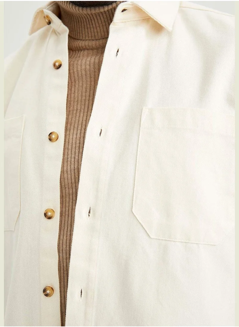 DeFacto Regular Fit Long Sleeve Gabardine Shirt