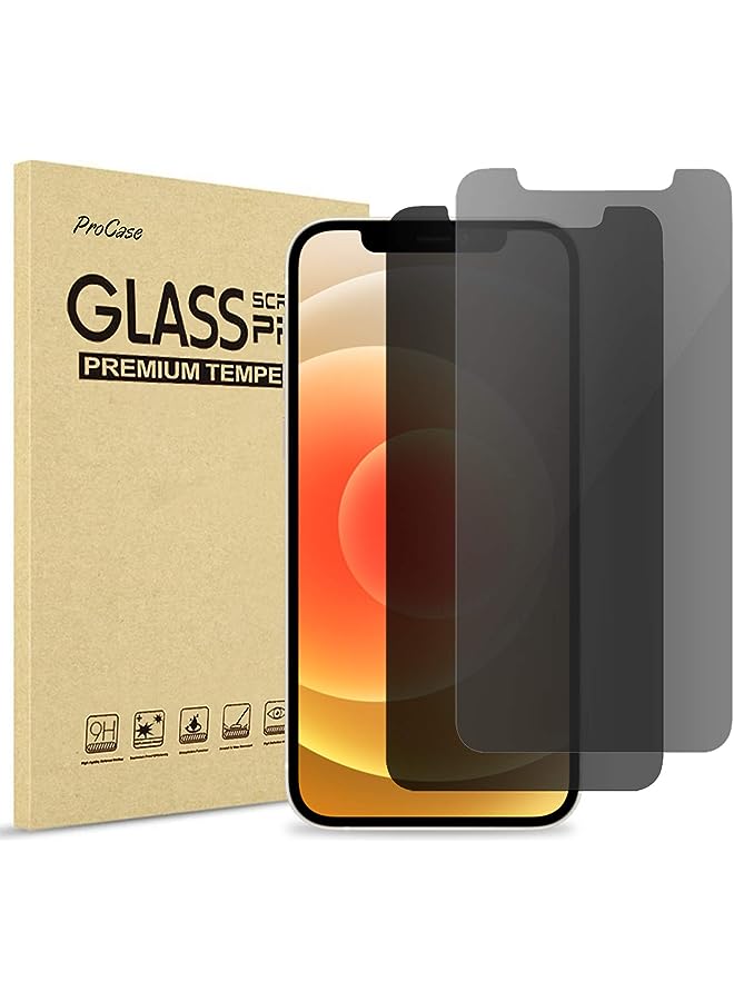 Procases [2 Pack] iPhone 12 Pro/iPhone 12 (6.1 inch 2020) Privacy Screen Protector, Anti-Spying Dark Tempered Glass Screen Film Guard, iPhone 12 Pro 5G Screen Protector - Image 1