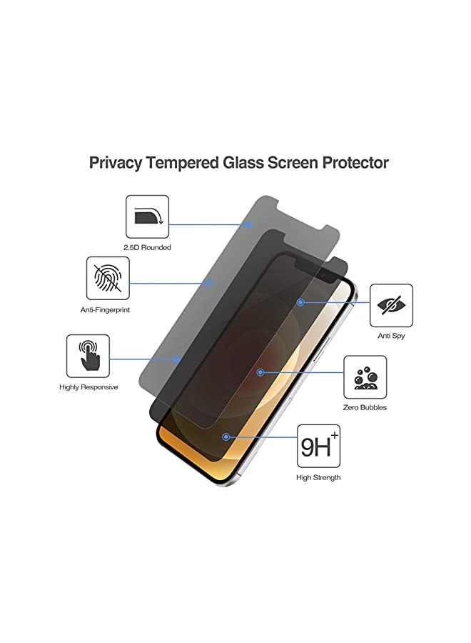 Procases [2 Pack] iPhone 12 Pro/iPhone 12 (6.1 inch 2020) Privacy Screen Protector, Anti-Spying Dark Tempered Glass Screen Film Guard, iPhone 12 Pro 5G Screen Protector - Image 3