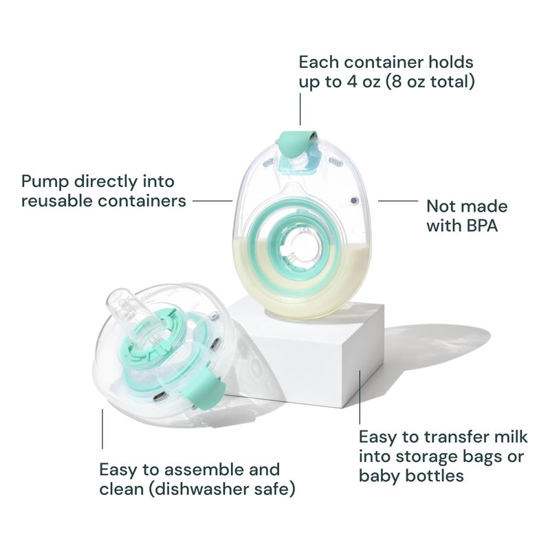 Willow 360 Reusable Breast Milk Containers 2-Count - 21mm Flange - Holds 4 oz. Per Container - Breastfeeding Essential for The Willow 360 or 3.0 Wearable Breast Pump, Hands-Free Pumping - Image 2