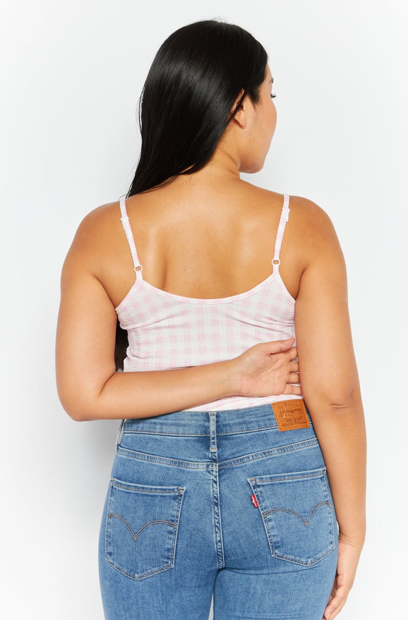 VERO MODA Women Gingham Pattern Sleeveless Bodysuits, White - Image 4