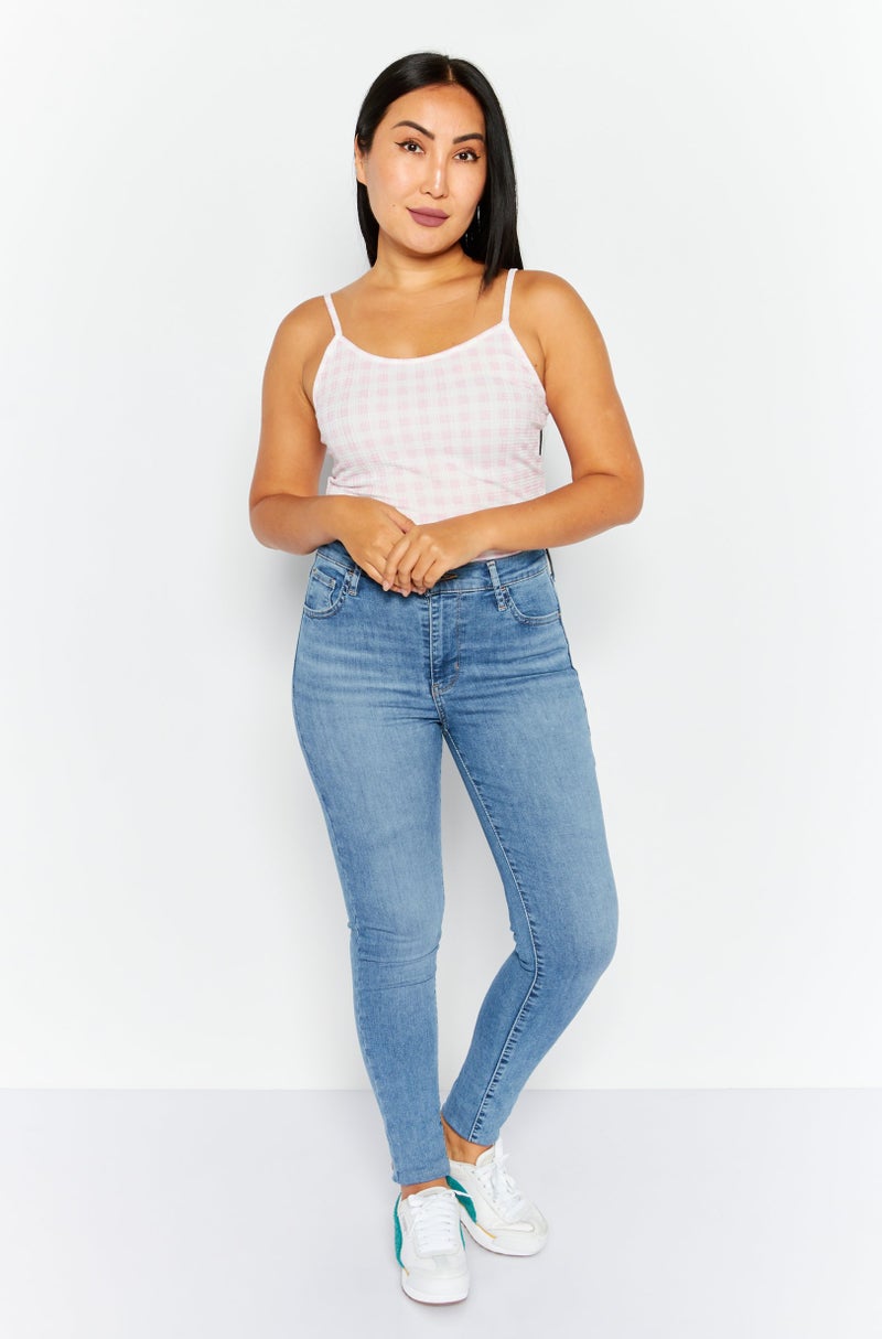 VERO MODA Women Gingham Pattern Sleeveless Bodysuits, White - Image 3