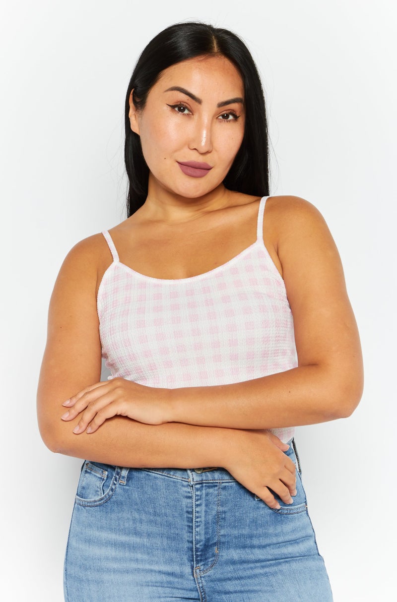 VERO MODA Women Gingham Pattern Sleeveless Bodysuits, White - Image 1