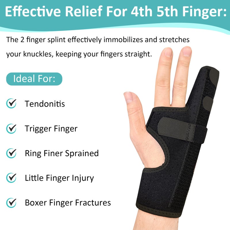 GenetGo Metacarpal Finger Splint Hand Brace - Pinky Ring Finger Immobilizer For Boxer Fractures -Fit for Both Left or Right Hand (Large) - Image 2