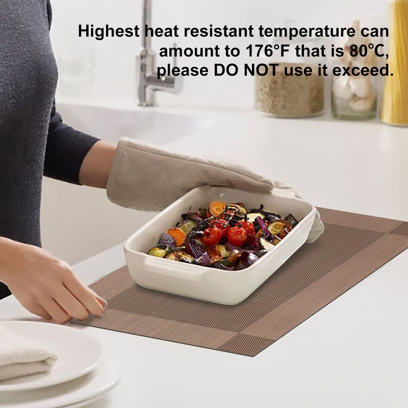 Aofmee Placemats Set of 4, Heat Resistant Place Mats, Washable Durable PVC Table Mats, Woven Vinyl Plastic Placemats for Dining Table, Non-Slip Stain Resistant Kitchen Table Placemats, Easy to Clean - Image 3