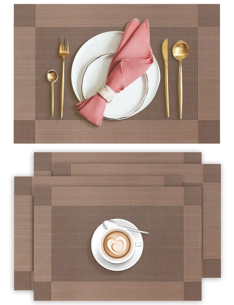 Aofmee Placemats Set of 4, Heat Resistant Place Mats, Washable Durable PVC Table Mats, Woven Vinyl Plastic Placemats for Dining Table, Non-Slip Stain Resistant Kitchen Table Placemats, Easy to Clean - Image 1