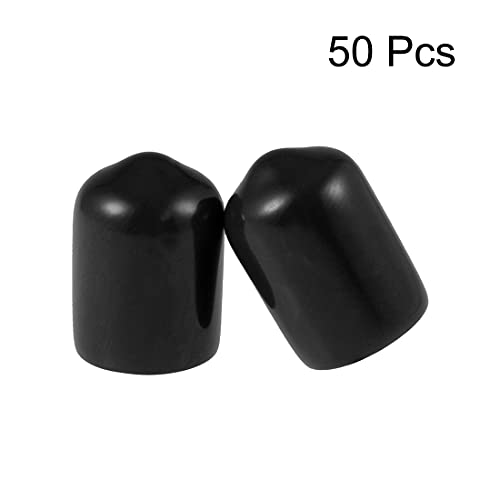 uxcell 50pcs Rubber End Caps 9.5mm(3/8 inch) Vinyl Round Tube Bolt Cap Cover Screw Thread Protectors Black - Image 2