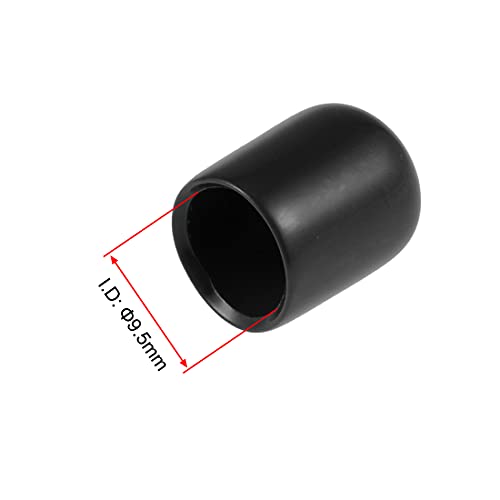 uxcell 50pcs Rubber End Caps 9.5mm(3/8 inch) Vinyl Round Tube Bolt Cap Cover Screw Thread Protectors Black - Image 3