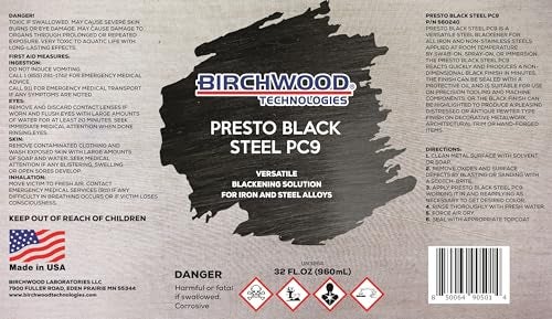 Birchwood تقنية بيرش وود بريستو بلاك ستيل PC9 - حل تلوين متعدد الاستخدامات للحديد وسبائك الصلب بتقنية الباتينا التقليدية باللون الأزرق والأسود (1 لتر) - Image 2