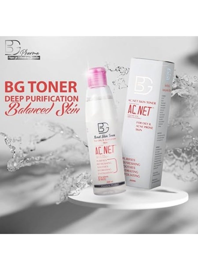 BG BG AC.NET Purifying, Exfoliating & Hydrating Skin Toner with Salicylic Acid & Green Tea Extract for Oily & Acne-Prone Skin - parabens free 200ml  - Image 4
