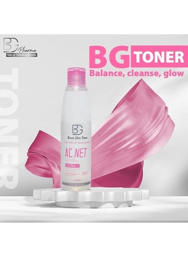BG BG AC.NET Purifying, Exfoliating & Hydrating Skin Toner with Salicylic Acid & Green Tea Extract for Oily & Acne-Prone Skin - parabens free 200ml  - Image 2