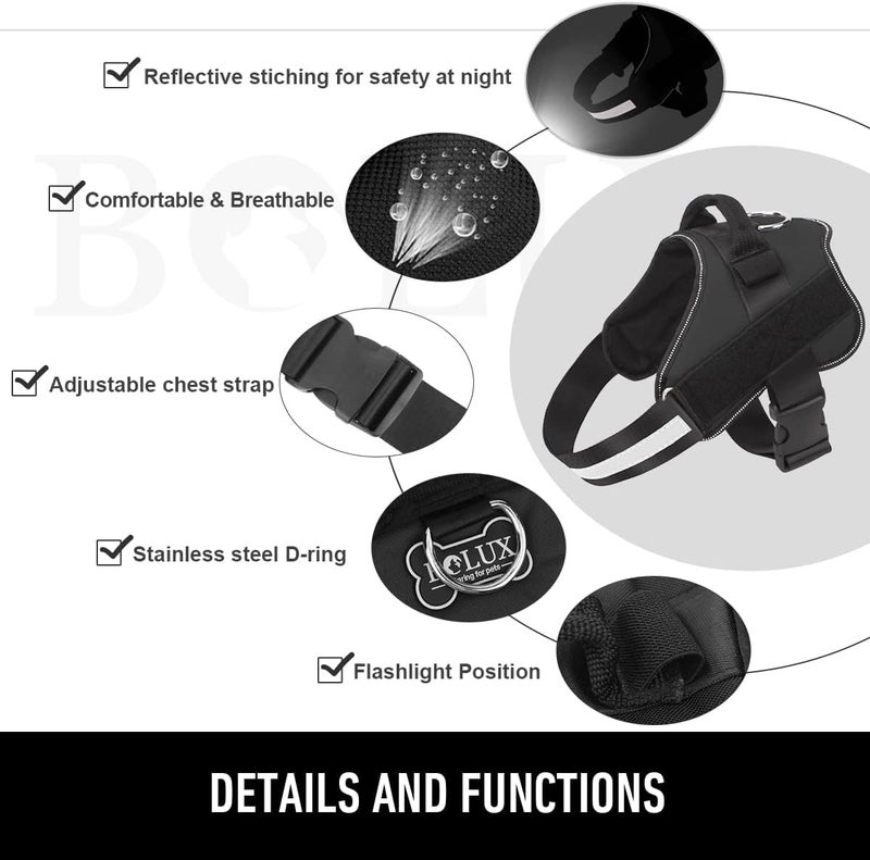 Agirav Tails Dog Harness, No-Pull Pet Harness, Adjustable Soft Padded Dog Vest, Reflective No-Choke Pet Oxford Vest with Heavy Duty Leash Easy Control Handle for Large Dogs (Black, Large) - Image 2
