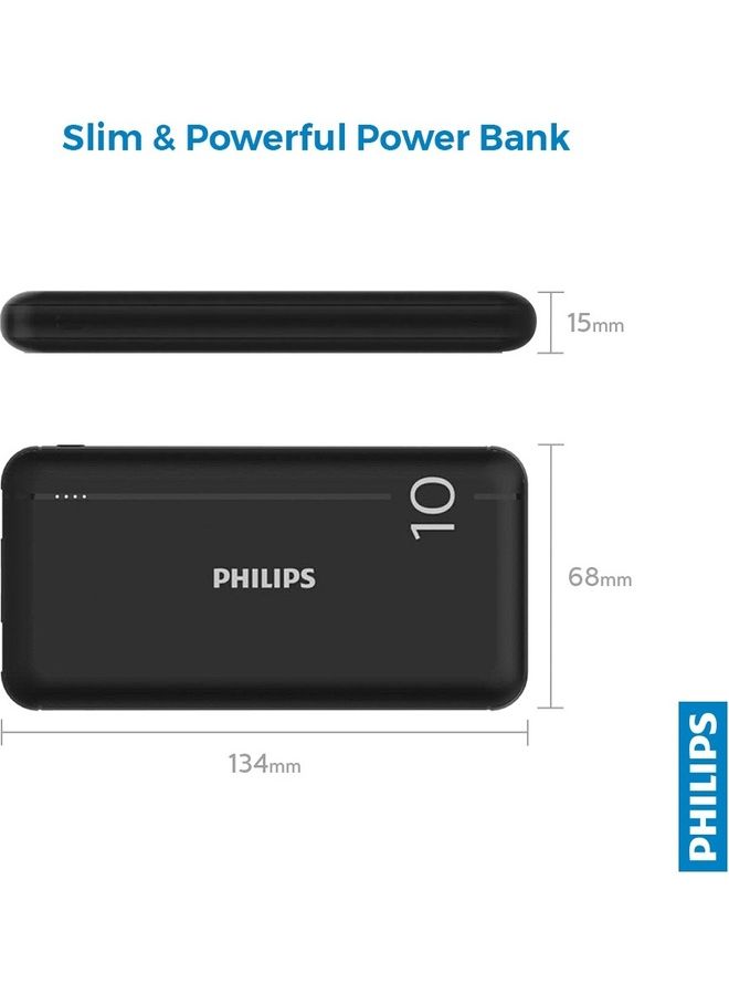 Philips 10000 mAh Power Bank With Dual USB A And USB-C Ports Black - Image 5