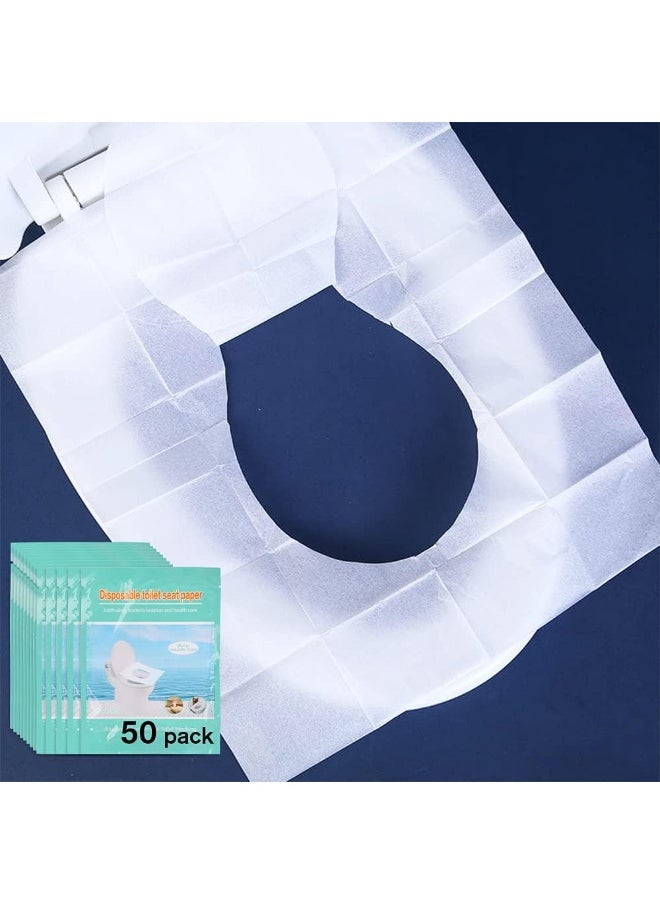 KLOLKUTTA KLOLKUTTA Toilet Seat Covers Disposable, 50-Count Flushable Paper Travel Toilet Seat Covers for Adults and Kids Potty Training, Great Biodegradable Accessories for Public Restrooms, Airplane, Camping  - Image 1