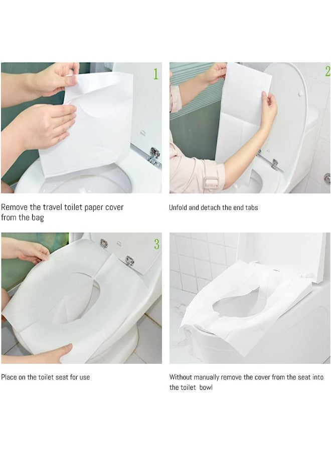 KLOLKUTTA KLOLKUTTA Toilet Seat Covers Disposable, 50-Count Flushable Paper Travel Toilet Seat Covers for Adults and Kids Potty Training, Great Biodegradable Accessories for Public Restrooms, Airplane, Camping  - Image 2
