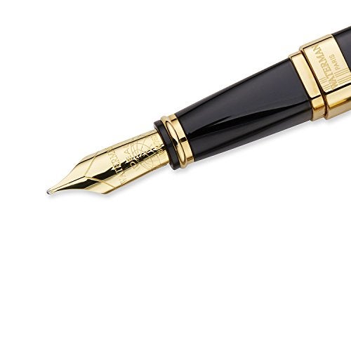 Waterman Exception Fountain Pen, Slim Black with 23k Gold Clip, Medium Nib with Blue Ink Cartridge, Gift Box - Image 3