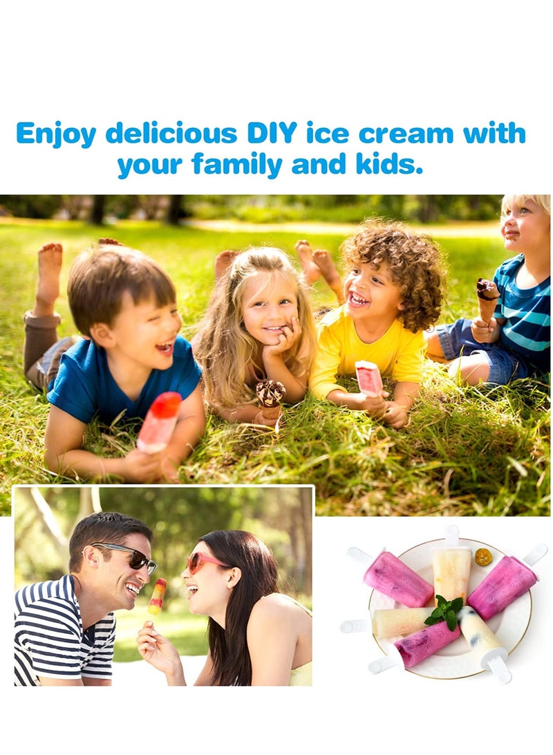 SYOSI Ice Lolly Moulds 2 Shapes Silicone Popsicle Molds Ice Cream Mould with Sticks Reusable Ice Pop Moulds BPA Free Ice Lolly Maker for Children Adults DIY Ice Popsicle Mold 6 Cavity