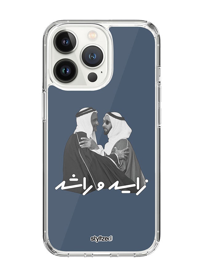 Stylizedd Classic Clear Compatible With iPhone 15 Pro, Hybrid Soft Case Flexible Edges Anti Drop TPU PC Gel Thin Transparent Cover - Sheikh Zayed And Sheikh Rashid, Blue - Image 1