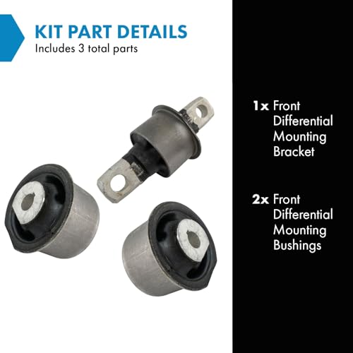 TRQ Front Differential Housing Mount Bushing Bracket Set 3pc Compatible with Grand Cherokee - Image 2