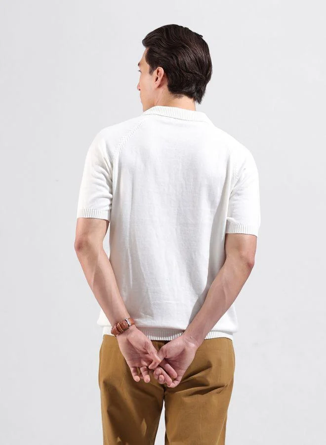 شركة المرآب الهندية Men Slim Fit Textured Polo Neck Half Sleeves T-Shirt