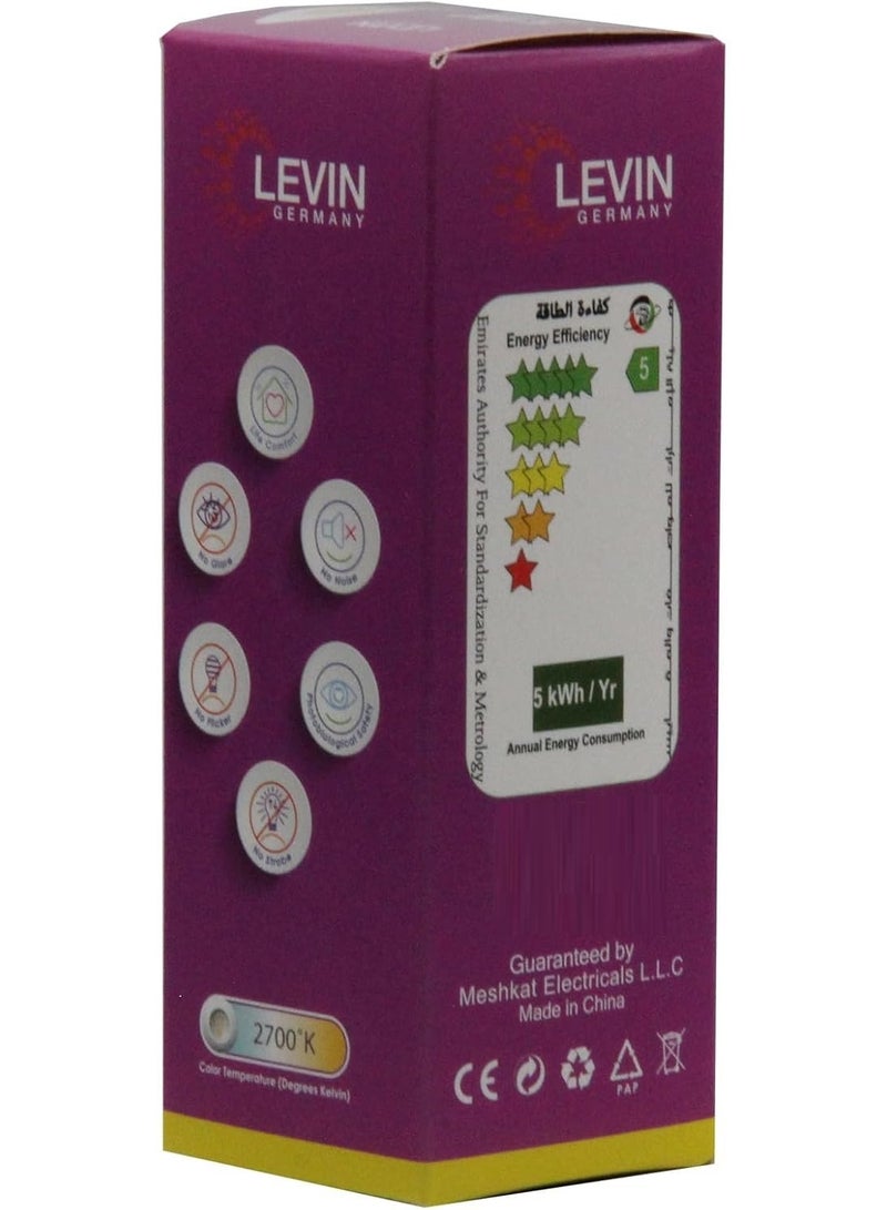 Levin Germany Led Filament Candle Bulb 5W Dimmable E14 Base 2700K Warm White 500 Lumens 320 Beam Angle 100 LM/W 20000H - Image 1