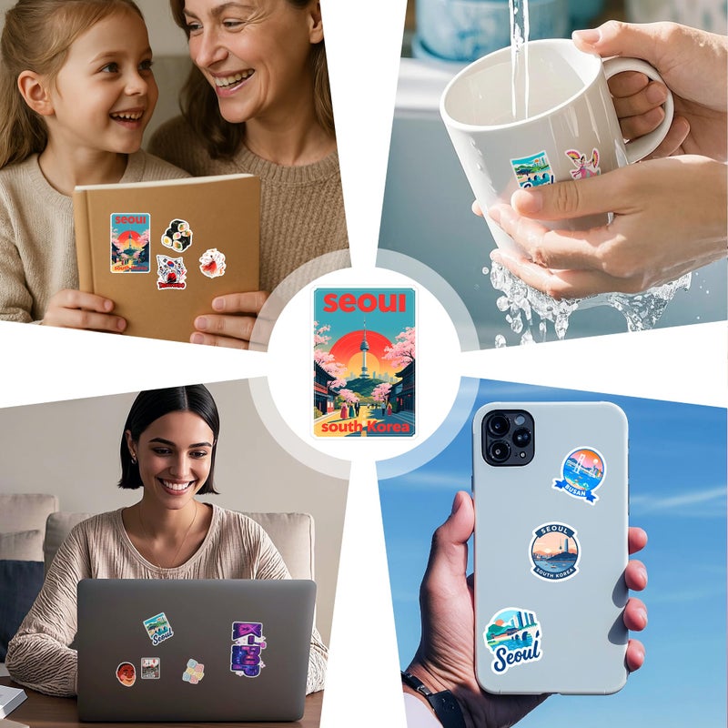 Betanas 100 Pcs South Korea Stickers - Korean Travel Icons  Food & Culture Vinyl Waterproof Decals For Laptop  Scrapbook  Water Bottle  Car  Guitar - Fun Gift For Teens & Adults - Image 5
