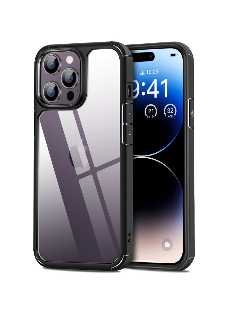 أوتشوانغ غطاء آيفون 14 برو شفاف جراب رقيق للغاية سيليكون مقاوم للصدمات جراب صلب الظهر غطاء حماية شفاف نحيف للهاتف لهاتف ابل ايفون 14 برو 6.1 انش - اسود - Image 1