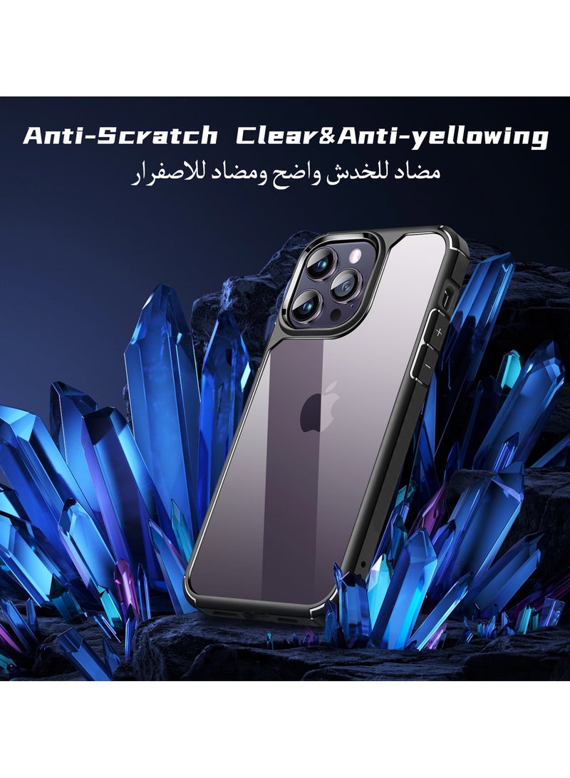 أوتشوانغ غطاء آيفون 14 برو شفاف جراب رقيق للغاية سيليكون مقاوم للصدمات جراب صلب الظهر غطاء حماية شفاف نحيف للهاتف لهاتف ابل ايفون 14 برو 6.1 انش - اسود - Image 3