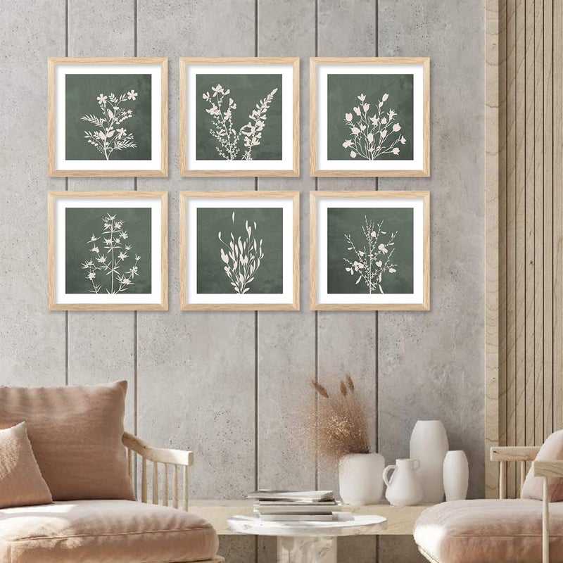 kotart Premium Digital Nature Inspired Art Paintings with Frame for Home Decor Botanical Leaf Painting for Living Room Wall Decoration 10x10 inch Combo 5 - Image 1