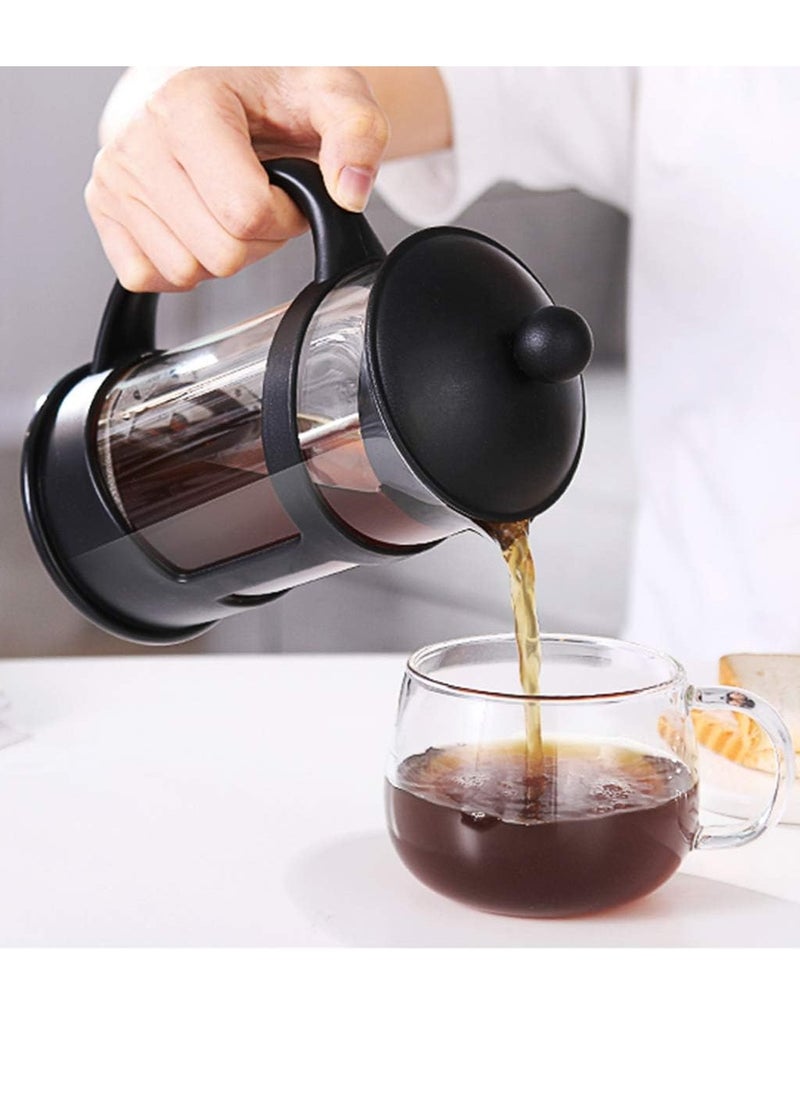 Generic - Coffee maker with 500 ml thick, clear borosilicate glass. Built-in stainless steel infuser with a double-layer filter. Easy-to-clean coffee tamper for home, kitchen, and office use. Black. - Image 1