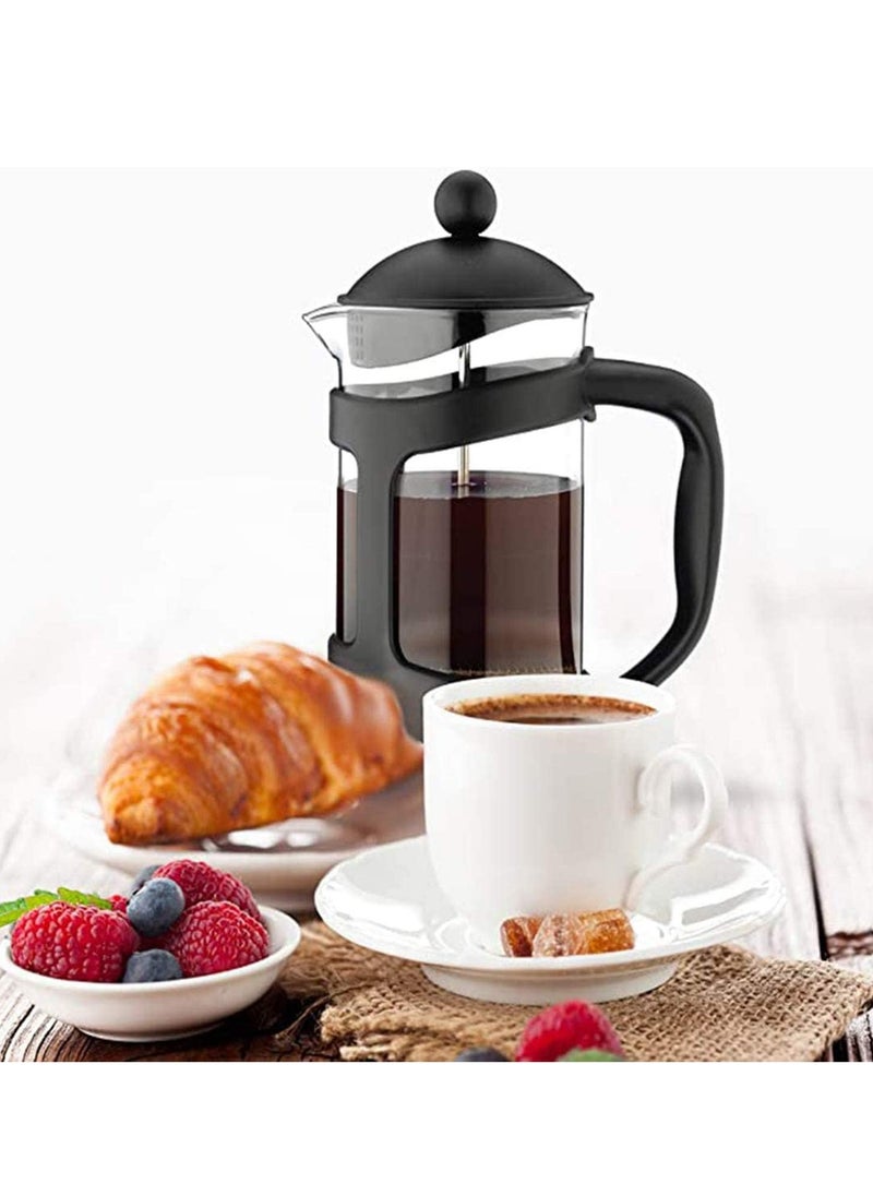 Generic - Coffee maker with 500 ml thick, clear borosilicate glass. Built-in stainless steel infuser with a double-layer filter. Easy-to-clean coffee tamper for home, kitchen, and office use. Black. - Image 1
