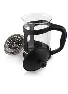 Coffee maker with 500 ml thick, clear borosilicate glass. Built-in stainless steel infuser with a double-layer filter. Easy-to-clean coffee tamper for home, kitchen, and office use. Black.