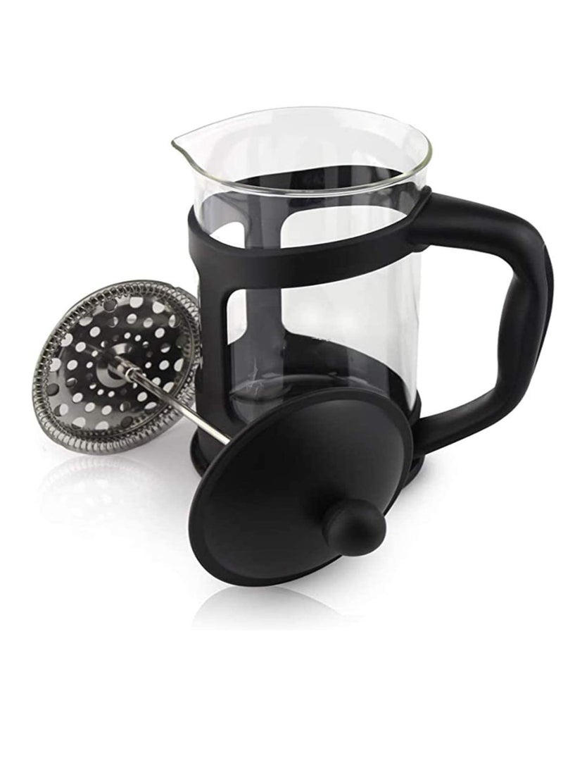 Generic - Coffee maker with 500 ml thick, clear borosilicate glass. Built-in stainless steel infuser with a double-layer filter. Easy-to-clean coffee tamper for home, kitchen, and office use. Black. - Image 1