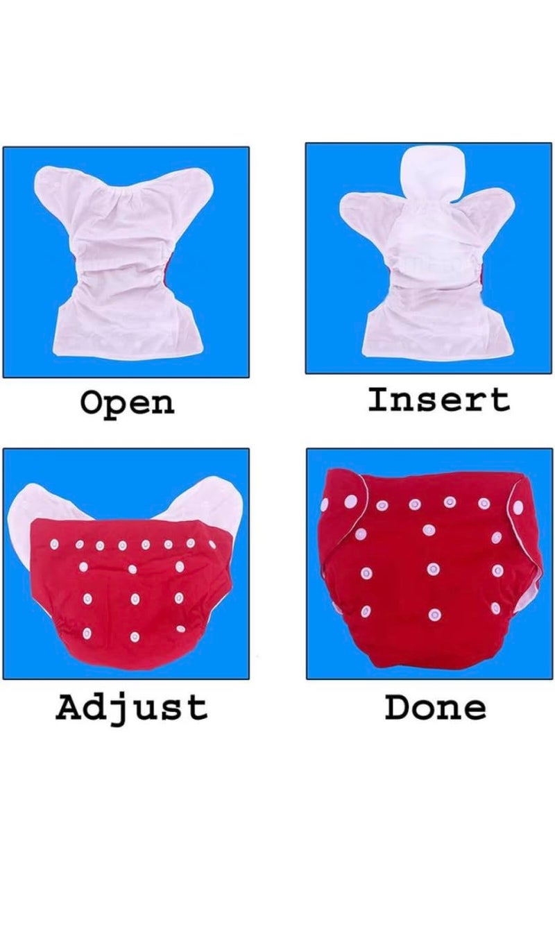 Kogar Reuse Nappy Adjustable Reusable & washable Cloth Diaper with Super Absorbent Insert, 3-36 Months, 2-Pack (Sky & green) - Image 5