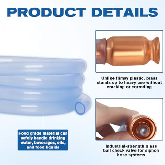 Wadoy Shaker Siphon Hose 1/2",Gas Siphon Pump for Gasoline/Fuel/Water Transfer,Safety Self Priming Hose (10ft) - Image 3