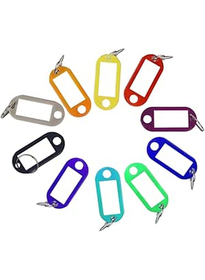 50 Pieces Plastic Luggage Tags Keyring Fobs ID Labels Random Colors - Image 1