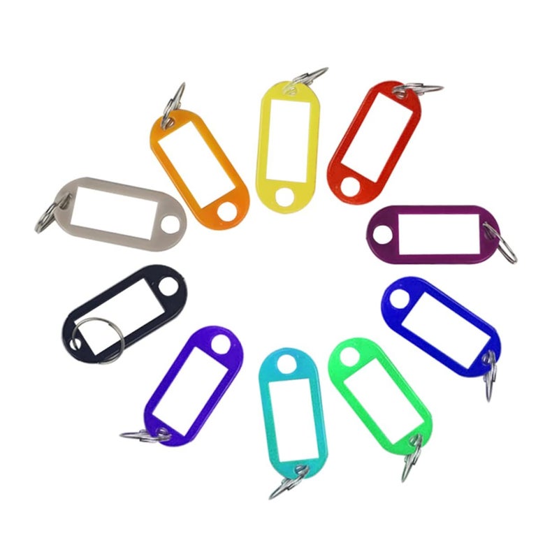 50 Pieces Plastic Luggage Tags Keyring Fobs ID Labels Random Colors - Image 2