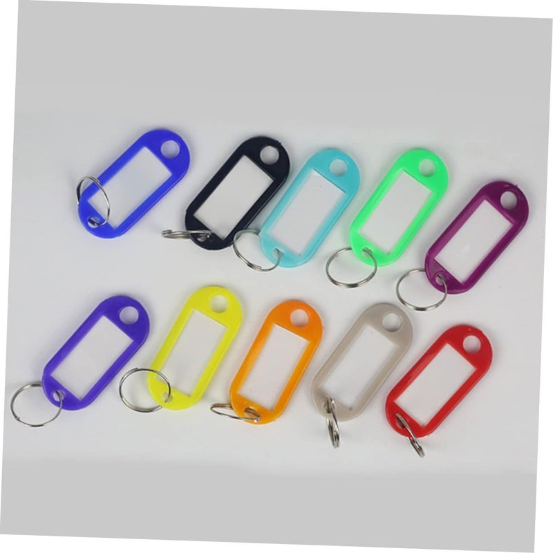 50 Pieces Plastic Luggage Tags Keyring Fobs ID Labels Random Colors - Image 4
