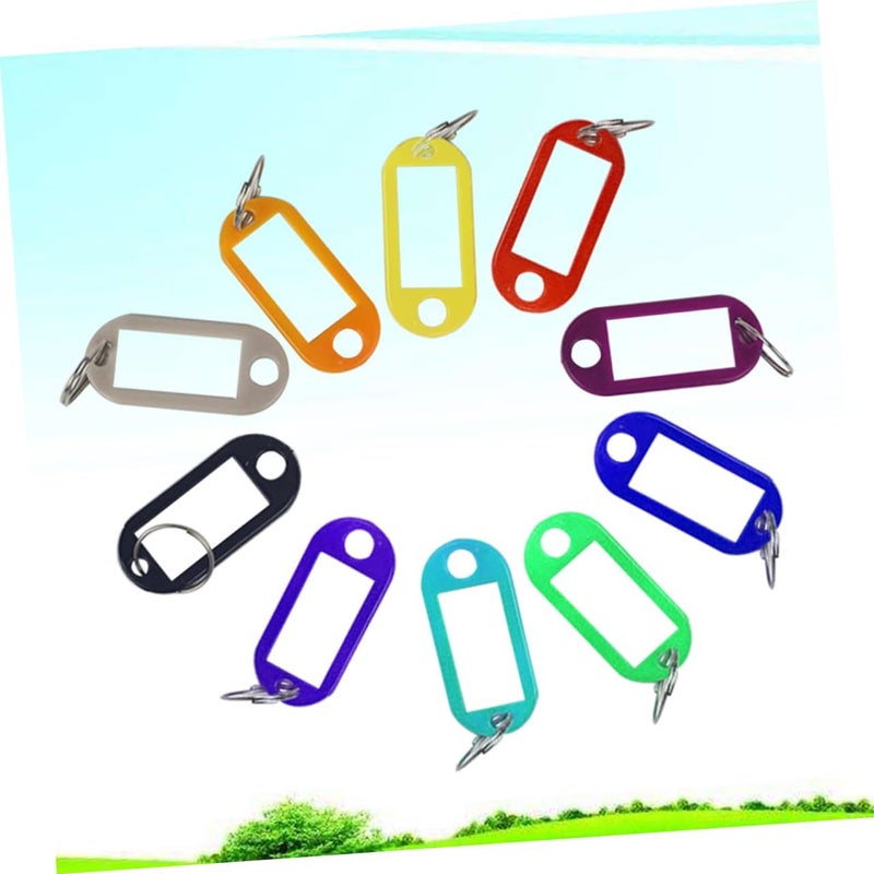 50 Pieces Plastic Luggage Tags Keyring Fobs ID Labels Random Colors - Image 5