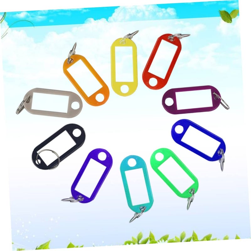 50 Pieces Plastic Luggage Tags Keyring Fobs ID Labels Random Colors - Image 3