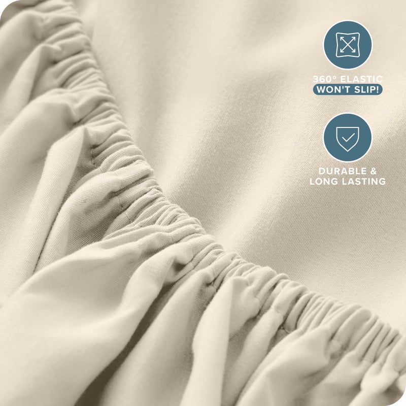 Bare Home Twin Extra Long Fitted Sheet - Extra Deep Pocket Fitted Sheet - Premium 1800 Microfiber - Ultra-Soft Wrinkle Free - Twin XL Deep Pocket Bottom Sheet (Twin XL - 11"" to 24"" Pocket  Sand) - Image 4