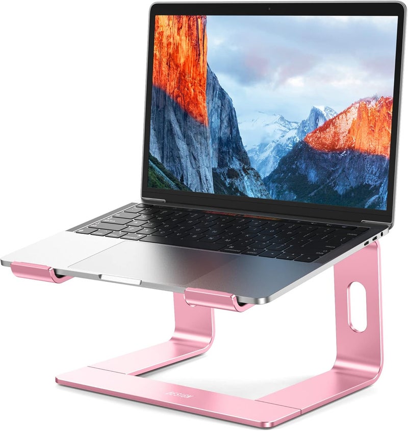 BESIGN LS03 Aluminum Laptop Stand, Ergonomic Detachable Computer Stand, Notebook Holder Compatible with Air, Pro, Dell, HP, Lenovo More 10-15.6" Laptops, Pink - Image 1