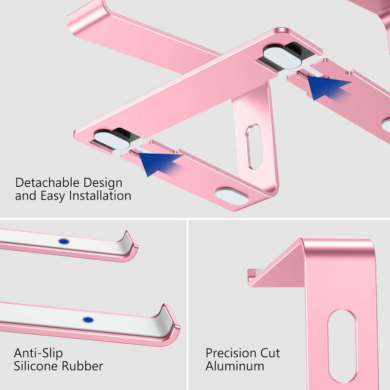 BESIGN LS03 Aluminum Laptop Stand, Ergonomic Detachable Computer Stand, Notebook Holder Compatible with Air, Pro, Dell, HP, Lenovo More 10-15.6" Laptops, Pink - Image 5