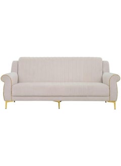 Comfynest Comfynest The Zarah 3 Seater Sofa Luxurious Design With Premium Fabric Best For Living Room | For Hotel | Metal Base 85X220X100Cm White  - Image 1