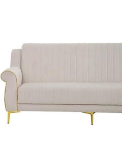Comfynest Comfynest The Zarah 3 Seater Sofa Luxurious Design With Premium Fabric Best For Living Room | For Hotel | Metal Base 85X220X100Cm White  - Image 3