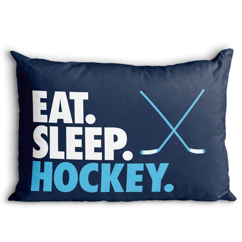 ChalkTalkSPORTS Eat Sleep Hockey Pillowcase Home Decor  Navy