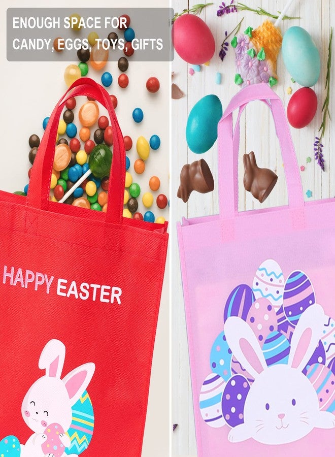 HEYTUYA 6 Pack Easter Gift Bags, Large Easter Bags with Handles, Easter Egg Bunny Treat Bags for Kids, Trick Bags Easter Kids Party Favor Supplies, Non-Woven Tote Bag Easter Basket Bags - Image 5
