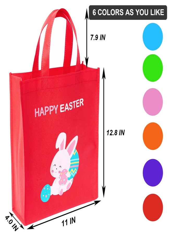HEYTUYA 6 Pack Easter Gift Bags, Large Easter Bags with Handles, Easter Egg Bunny Treat Bags for Kids, Trick Bags Easter Kids Party Favor Supplies, Non-Woven Tote Bag Easter Basket Bags - Image 3